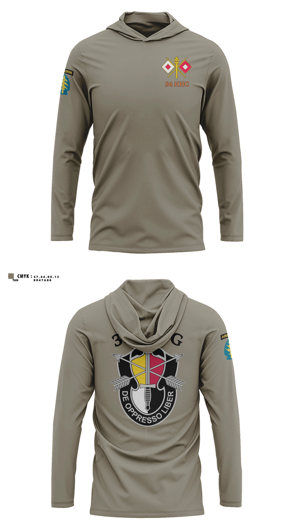 Long Sleeve hooded sunshirt, S6 HHC 3SFG(A), Army, Teamtime, Team time, sublimation, custom sports apparel, team uniforms, spirit wear, spiritwear, sports uniforms, custom shirts, team store, custom team store, fundraiser sports, apparel fundraiser