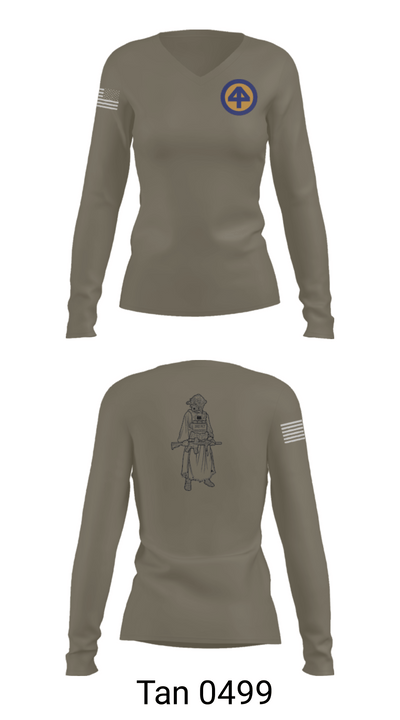 A Co 1/1-114th 36313026 Women's Long Sleeve V-neck Shirt - 77