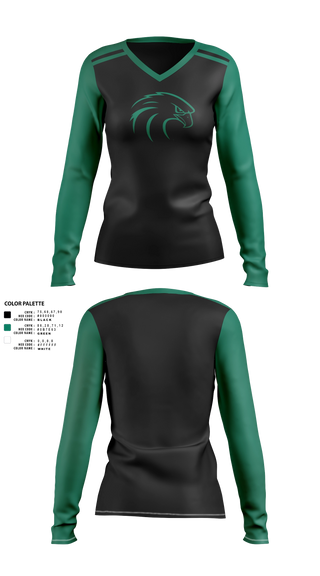 Womens Long Sleeve Vneck Shirt, NSU Riverhawks Football, , Teamtime, Team time, sublimation, custom sports apparel, team uniforms, spirit wear, spiritwear, sports uniforms, custom shirts, team store, custom team store, fundraiser sports, apparel fundraiser