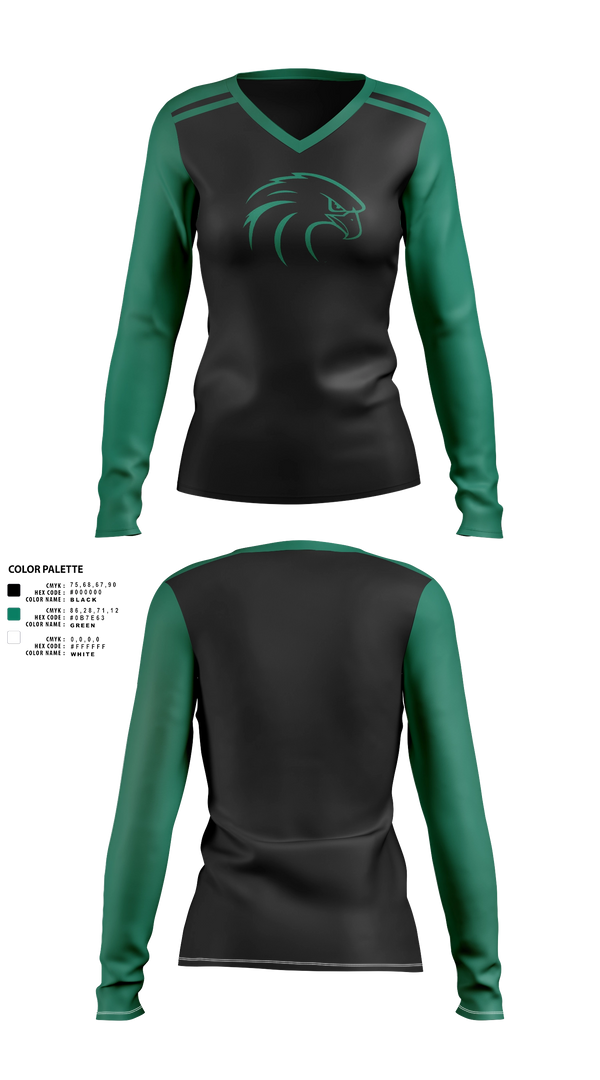 Womens Long Sleeve Vneck Shirt, NSU Riverhawks Football, , Teamtime, Team time, sublimation, custom sports apparel, team uniforms, spirit wear, spiritwear, sports uniforms, custom shirts, team store, custom team store, fundraiser sports, apparel fundraiser