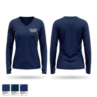 Womens Long Sleeve Vneck Shirt, Wayne Township Volunteer Fire Department, Fire Department, Teamtime, Team time, sublimation, custom sports apparel, team uniforms, spirit wear, spiritwear, sports uniforms, custom shirts, team store, custom team store, fundraiser sports, apparel fundraiser