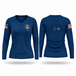 Womens Long Sleeve Vneck Shirt, Providence PD, Police, Teamtime, Team time, sublimation, custom sports apparel, team uniforms, spirit wear, spiritwear, sports uniforms, custom shirts, team store, custom team store, fundraiser sports, apparel fundraiser