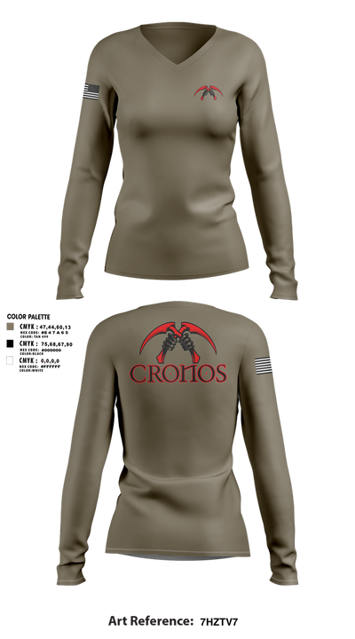 Cronos 94910133 Women's Long Sleeve V-neck Shirt - 1