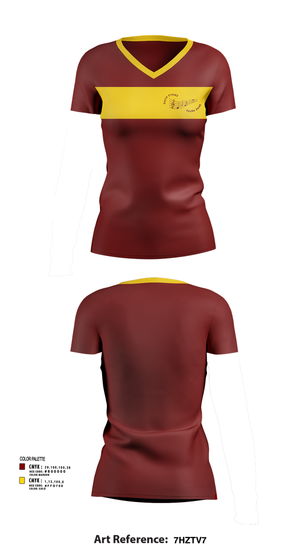 Womens Short Sleeve Vneck Shirt, South Stokes Saura Band, Spirit Store, Teamtime, Team time, sublimation, custom sports apparel, team uniforms, spirit wear, spiritwear, sports uniforms, custom shirts, team store, custom team store, fundraiser sports, apparel fundraiser