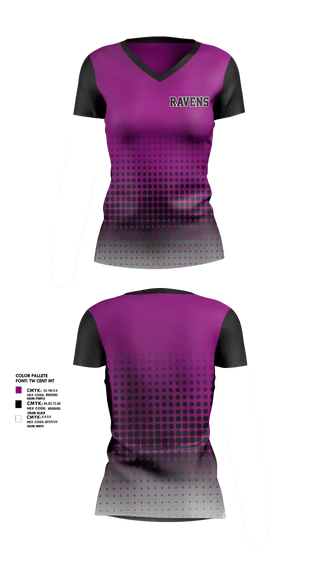 Womens Short Sleeve Vneck Shirt, RAVENS, , Teamtime, Team time, sublimation, custom sports apparel, team uniforms, spirit wear, spiritwear, sports uniforms, custom shirts, team store, custom team store, fundraiser sports, apparel fundraiser