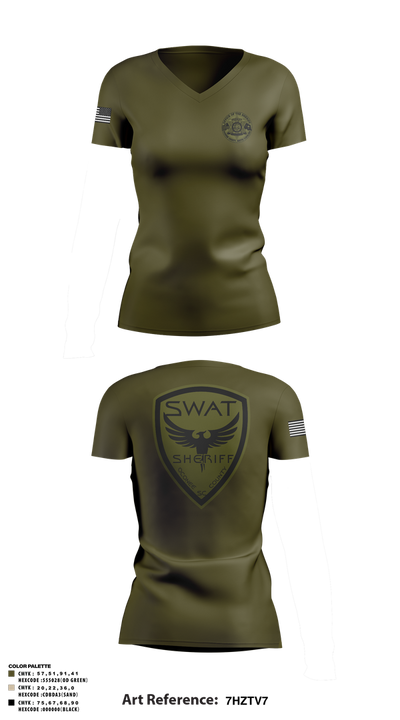 SWAT 37842893 Women's Short Sleeve V-neck Shirt - 4