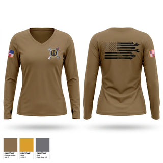 Womens Long Sleeve Vneck Shirt, E CO 3-82 GSAB, Army, Teamtime, Team time, sublimation, custom sports apparel, team uniforms, spirit wear, spiritwear, sports uniforms, custom shirts, team store, custom team store, fundraiser sports, apparel fundraiser