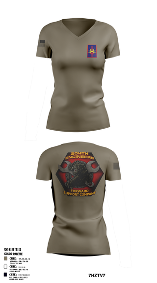 Womens Short Sleeve Vneck Shirt, 204thFSC, National Guard, Teamtime, Team time, sublimation, custom sports apparel, team uniforms, spirit wear, spiritwear, sports uniforms, custom shirts, team store, custom team store, fundraiser sports, apparel fundraiser