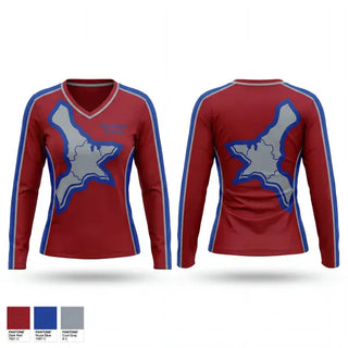 Womens Long Sleeve Vneck Shirt, Old School Boxing, Spirit Store, Teamtime, Team time, sublimation, custom sports apparel, team uniforms, spirit wear, spiritwear, sports uniforms, custom shirts, team store, custom team store, fundraiser sports, apparel fundraiser