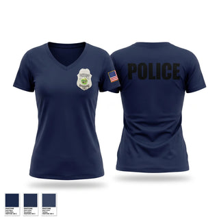 Womens Short Sleeve Vneck Shirt, Valparaiso Police Department, Police, Teamtime, Team time, sublimation, custom sports apparel, team uniforms, spirit wear, spiritwear, sports uniforms, custom shirts, team store, custom team store, fundraiser sports, apparel fundraiser