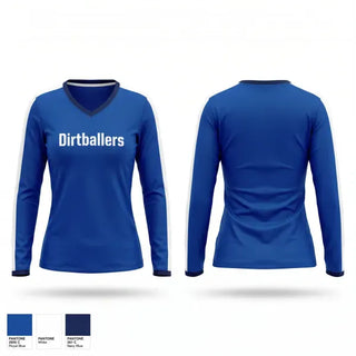 Womens Long Sleeve Vneck Shirt, Dirtballers, Softball, Teamtime, Team time, sublimation, custom sports apparel, team uniforms, spirit wear, spiritwear, sports uniforms, custom shirts, team store, custom team store, fundraiser sports, apparel fundraiser
