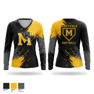 Womens Long Sleeve Vneck Shirt, Maryvale, Softball, Teamtime, Team time, sublimation, custom sports apparel, team uniforms, spirit wear, spiritwear, sports uniforms, custom shirts, team store, custom team store, fundraiser sports, apparel fundraiser