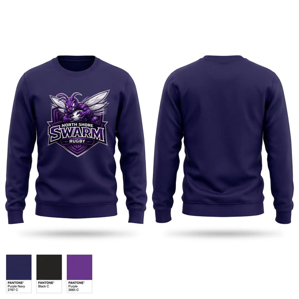 Crew Neck Sweatshirt, North Shore Swarm Rugby, Rugby, Teamtime, Team time, sublimation, custom sports apparel, team uniforms, spirit wear, spiritwear, sports uniforms, custom shirts, team store, custom team store, fundraiser sports, apparel fundraiser
