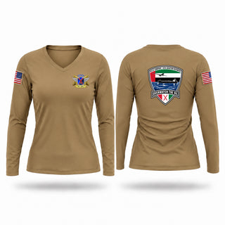 Womens Long Sleeve Vneck Shirt, D/10th GE, Army, Teamtime, Team time, sublimation, custom sports apparel, team uniforms, spirit wear, spiritwear, sports uniforms, custom shirts, team store, custom team store, fundraiser sports, apparel fundraiser