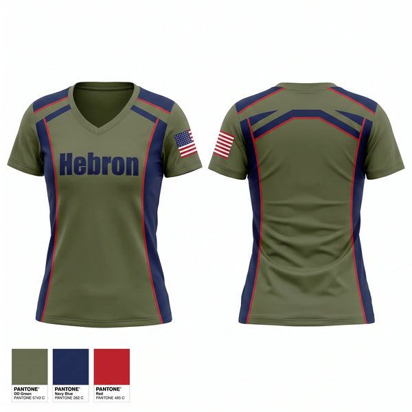Hebron Women's Short Sleeve V-neck Shirt - 1