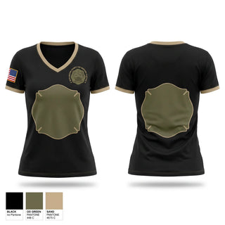 Womens Short Sleeve Vneck Shirt, Burlington County Fire Marshal’s Office, Fire Department, Teamtime, Team time, sublimation, custom sports apparel, team uniforms, spirit wear, spiritwear, sports uniforms, custom shirts, team store, custom team store, fundraiser sports, apparel fundraiser