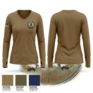 Womens Long Sleeve Vneck Shirt, 110 SFS, National Guard, Teamtime, Team time, sublimation, custom sports apparel, team uniforms, spirit wear, spiritwear, sports uniforms, custom shirts, team store, custom team store, fundraiser sports, apparel fundraiser