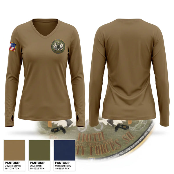 Womens Long Sleeve Vneck Shirt, 110 SFS, National Guard, Teamtime, Team time, sublimation, custom sports apparel, team uniforms, spirit wear, spiritwear, sports uniforms, custom shirts, team store, custom team store, fundraiser sports, apparel fundraiser