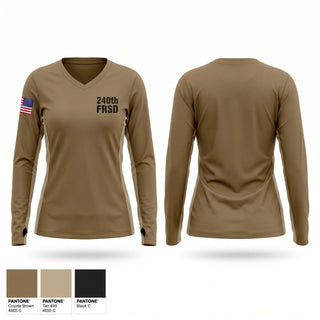 Womens Long Sleeve Vneck Shirt, 240th FRSD, Army, Teamtime, Team time, sublimation, custom sports apparel, team uniforms, spirit wear, spiritwear, sports uniforms, custom shirts, team store, custom team store, fundraiser sports, apparel fundraiser