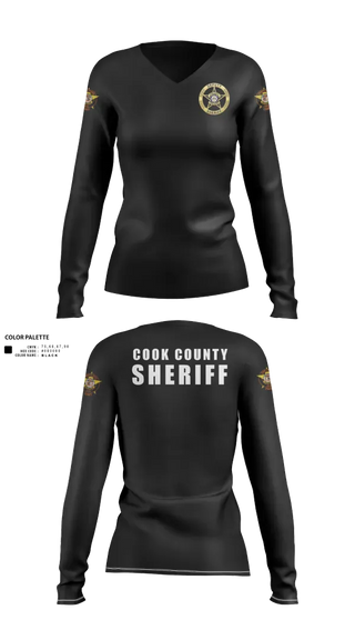 Womens Long Sleeve Vneck Shirt, Cook County Sheriff’s Office, Police, Teamtime, Team time, sublimation, custom sports apparel, team uniforms, spirit wear, spiritwear, sports uniforms, custom shirts, team store, custom team store, fundraiser sports, apparel fundraiser