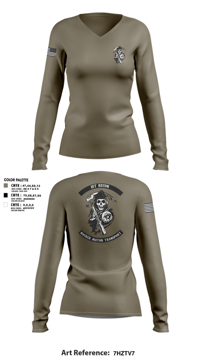 1st Recon 45718444 Women's Long Sleeve V-neck Shirt - 1