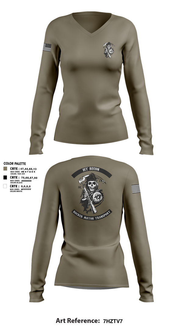 Womens Long Sleeve Vneck Shirt, 1st Recon, Marines, Teamtime, Team time, sublimation, custom sports apparel, team uniforms, spirit wear, spiritwear, sports uniforms, custom shirts, team store, custom team store, fundraiser sports, apparel fundraiser