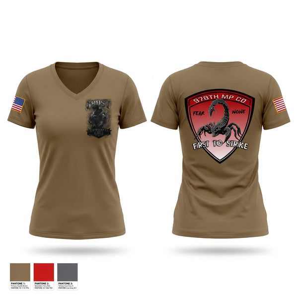 Womens Short Sleeve Vneck Shirt, 2nd Platoon 978th MP Co, Army, Teamtime, Team time, sublimation, custom sports apparel, team uniforms, spirit wear, spiritwear, sports uniforms, custom shirts, team store, custom team store, fundraiser sports, apparel fundraiser