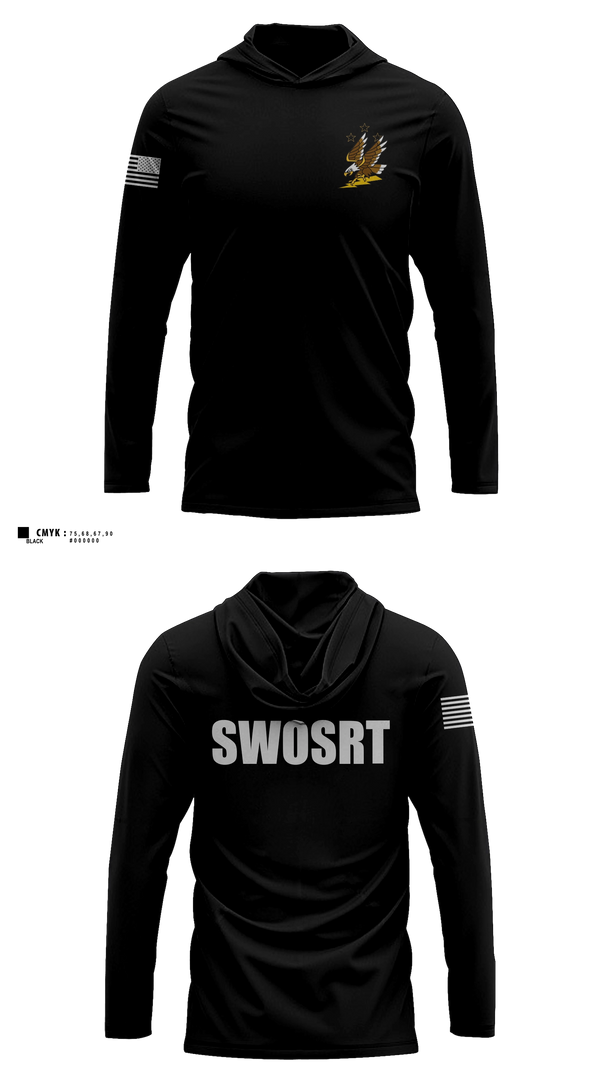 Long Sleeve hooded sunshirt, Southwest Oakland Special Response Team, Police, Teamtime, Team time, sublimation, custom sports apparel, team uniforms, spirit wear, spiritwear, sports uniforms, custom shirts, team store, custom team store, fundraiser sports, apparel fundraiser