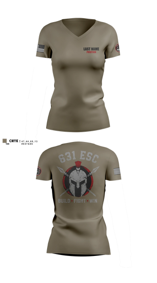 Womens Short Sleeve Vneck Shirt, 631st ESC, Army, Teamtime, Team time, sublimation, custom sports apparel, team uniforms, spirit wear, spiritwear, sports uniforms, custom shirts, team store, custom team store, fundraiser sports, apparel fundraiser