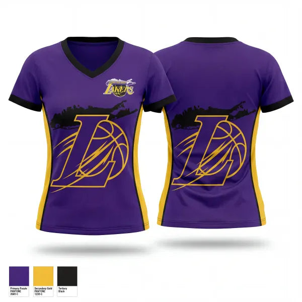 Womens Short Sleeve Vneck Shirt, LI LAKERS, Women's Basketball, Teamtime, Team time, sublimation, custom sports apparel, team uniforms, spirit wear, spiritwear, sports uniforms, custom shirts, team store, custom team store, fundraiser sports, apparel fundraiser