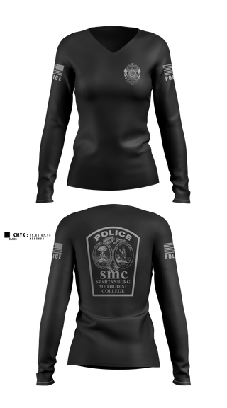 Womens Long Sleeve Vneck Shirt, Spartanburg Methodist College Police, Police, Teamtime, Team time, sublimation, custom sports apparel, team uniforms, spirit wear, spiritwear, sports uniforms, custom shirts, team store, custom team store, fundraiser sports, apparel fundraiser
