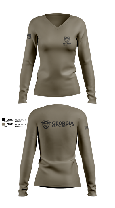 Georgia Recovery Unit 25401447 Women's Long Sleeve V-neck Shirt - 1