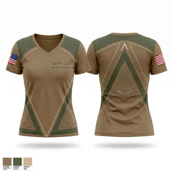 Womens Short Sleeve Vneck Shirt, CNATT Unit North Island, Navy, Teamtime, Team time, sublimation, custom sports apparel, team uniforms, spirit wear, spiritwear, sports uniforms, custom shirts, team store, custom team store, fundraiser sports, apparel fundraiser
