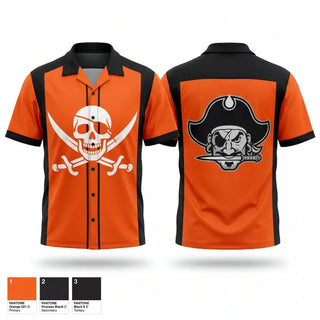 Short Sleeve Bowling Jersey, PIRATES, Bowling, Teamtime, Team time, sublimation, custom sports apparel, team uniforms, spirit wear, spiritwear, sports uniforms, custom shirts, team store, custom team store, fundraiser sports, apparel fundraiser