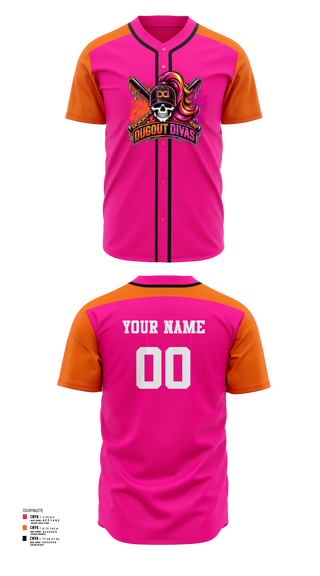Full Button Softball Jersey, Dugout divas, Softball, Teamtime, Team time, sublimation, custom sports apparel, team uniforms, spirit wear, spiritwear, sports uniforms, custom shirts, team store, custom team store, fundraiser sports, apparel fundraiser