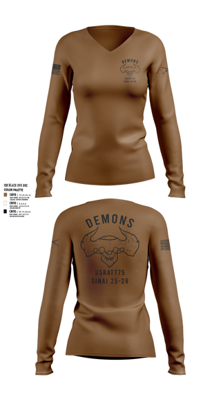 Womens Long Sleeve Vneck Shirt, D-co 1-173 1st PLT, , Teamtime, Team time, sublimation, custom sports apparel, team uniforms, spirit wear, spiritwear, sports uniforms, custom shirts, team store, custom team store, fundraiser sports, apparel fundraiser