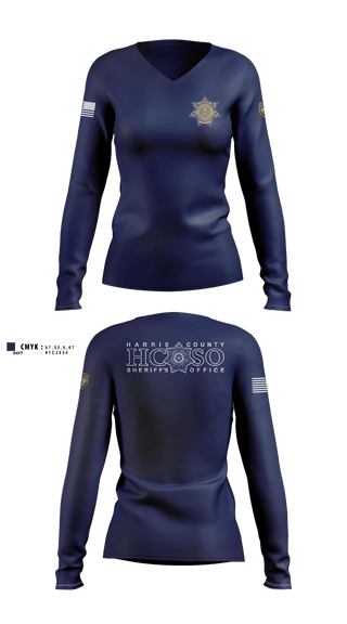 Womens Long Sleeve Vneck Shirt, Harris County Sheriffs Office, Police, Teamtime, Team time, sublimation, custom sports apparel, team uniforms, spirit wear, spiritwear, sports uniforms, custom shirts, team store, custom team store, fundraiser sports, apparel fundraiser