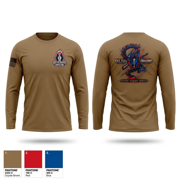 Long Sleeve Performance Shirt, Delta Company 100BN 442IN REGT, Army, Teamtime, Team time, sublimation, custom sports apparel, team uniforms, spirit wear, spiritwear, sports uniforms, custom shirts, team store, custom team store, fundraiser sports, apparel fundraiser