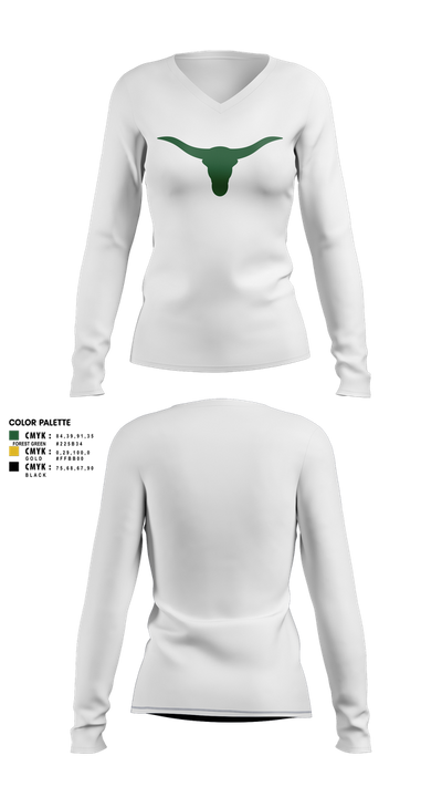 Battle Mountain Longhorns 79152921 Women's Long Sleeve V-neck Shirt - 4