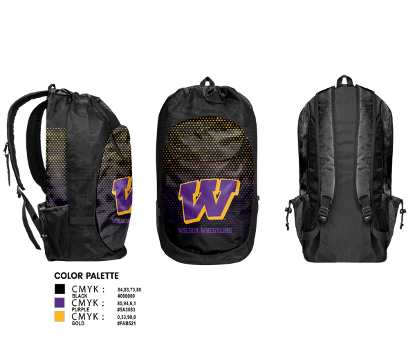 Gear Bag, Wilson High School Wrestling, Wrestling, Teamtime, Team time, sublimation, custom sports apparel, team uniforms, spirit wear, spiritwear, sports uniforms, custom shirts, team store, custom team store, fundraiser sports, apparel fundraiser