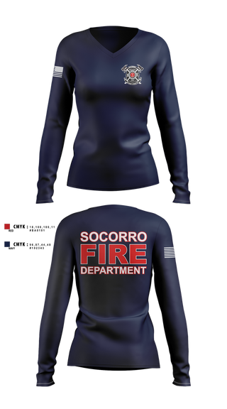 Womens Long Sleeve Vneck Shirt, Socorro fire department, Fire Department, Teamtime, Team time, sublimation, custom sports apparel, team uniforms, spirit wear, spiritwear, sports uniforms, custom shirts, team store, custom team store, fundraiser sports, apparel fundraiser