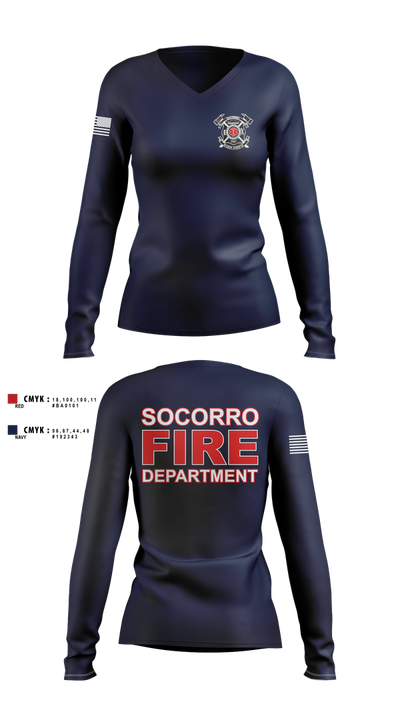 Socorro fire department  Women's Long Sleeve V-neck Shirt - 1