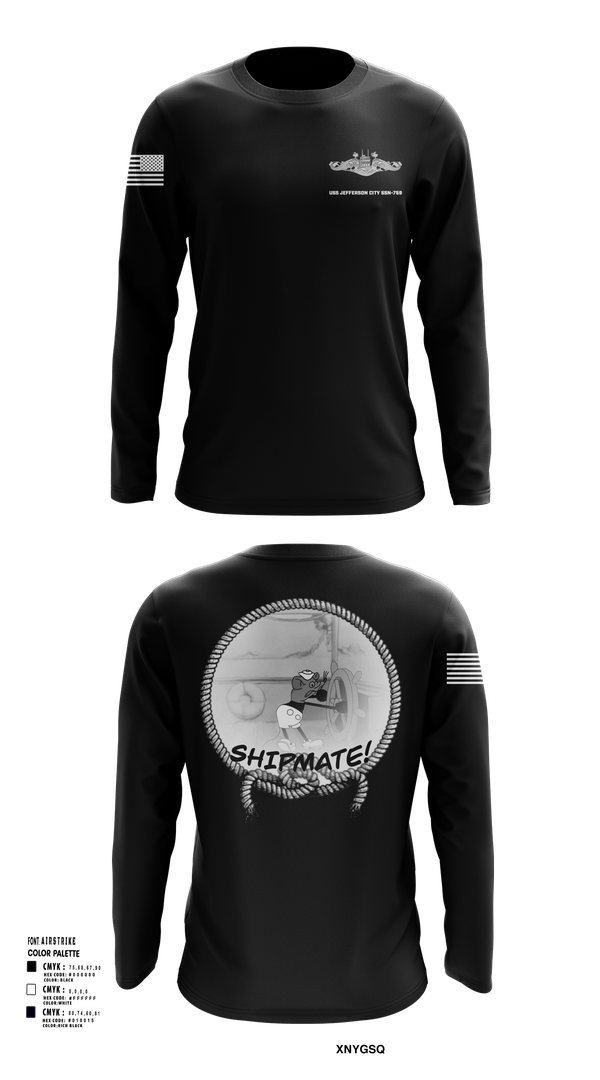Long Sleeve Performance Shirt, USS Jefferson City FCPOA, Navy, Teamtime, Team time, sublimation, custom sports apparel, team uniforms, spirit wear, spiritwear, sports uniforms, custom shirts, team store, custom team store, fundraiser sports, apparel fundraiser