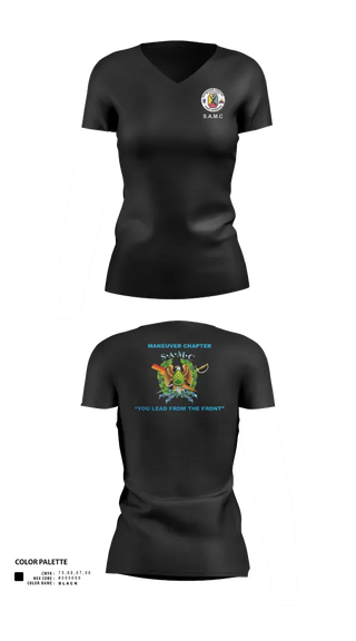 Womens Short Sleeve Vneck Shirt, MCoE Sergeant Audie Murphy Club (SMAC), Army, Teamtime, Team time, sublimation, custom sports apparel, team uniforms, spirit wear, spiritwear, sports uniforms, custom shirts, team store, custom team store, fundraiser sports, apparel fundraiser