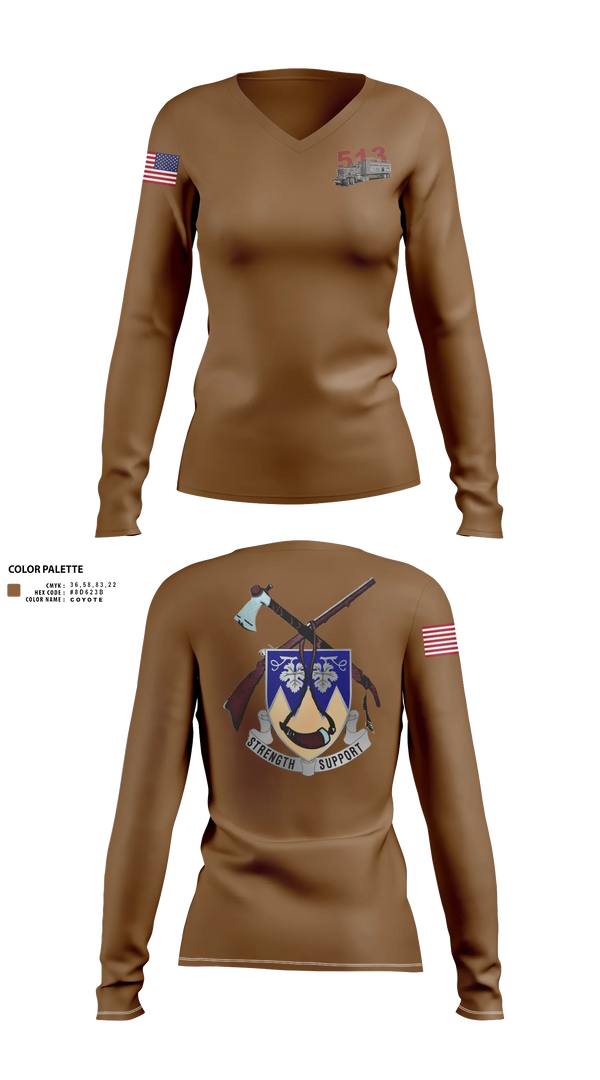 Womens Long Sleeve Vneck Shirt, 593D CSC, Army, Teamtime, Team time, sublimation, custom sports apparel, team uniforms, spirit wear, spiritwear, sports uniforms, custom shirts, team store, custom team store, fundraiser sports, apparel fundraiser