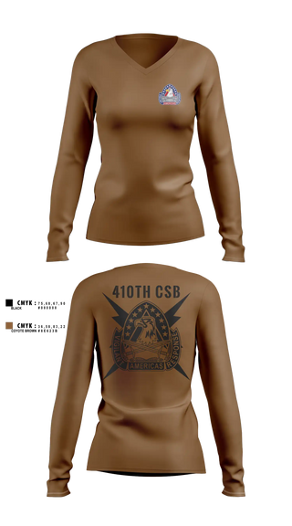 Womens Long Sleeve Vneck Shirt, 410th Contracting Support Brigade, Army, Teamtime, Team time, sublimation, custom sports apparel, team uniforms, spirit wear, spiritwear, sports uniforms, custom shirts, team store, custom team store, fundraiser sports, apparel fundraiser
