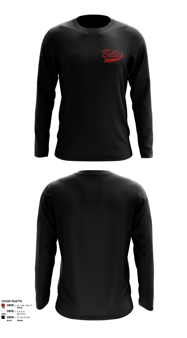 Long Sleeve Performance Shirt, Bluegrass Lightning Belles, Softball, Teamtime, Team time, sublimation, custom sports apparel, team uniforms, spirit wear, spiritwear, sports uniforms, custom shirts, team store, custom team store, fundraiser sports, apparel fundraiser