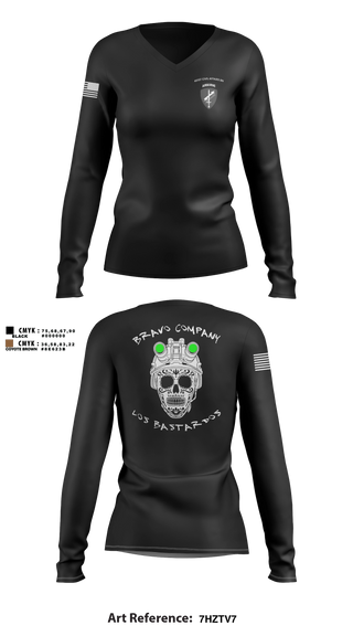 Womens Long Sleeve Vneck Shirt, 451 B Co Los Bastardos451 B Co Los Bastardos, Army, Teamtime, Team time, sublimation, custom sports apparel, team uniforms, spirit wear, spiritwear, sports uniforms, custom shirts, team store, custom team store, fundraiser sports, apparel fundraiser