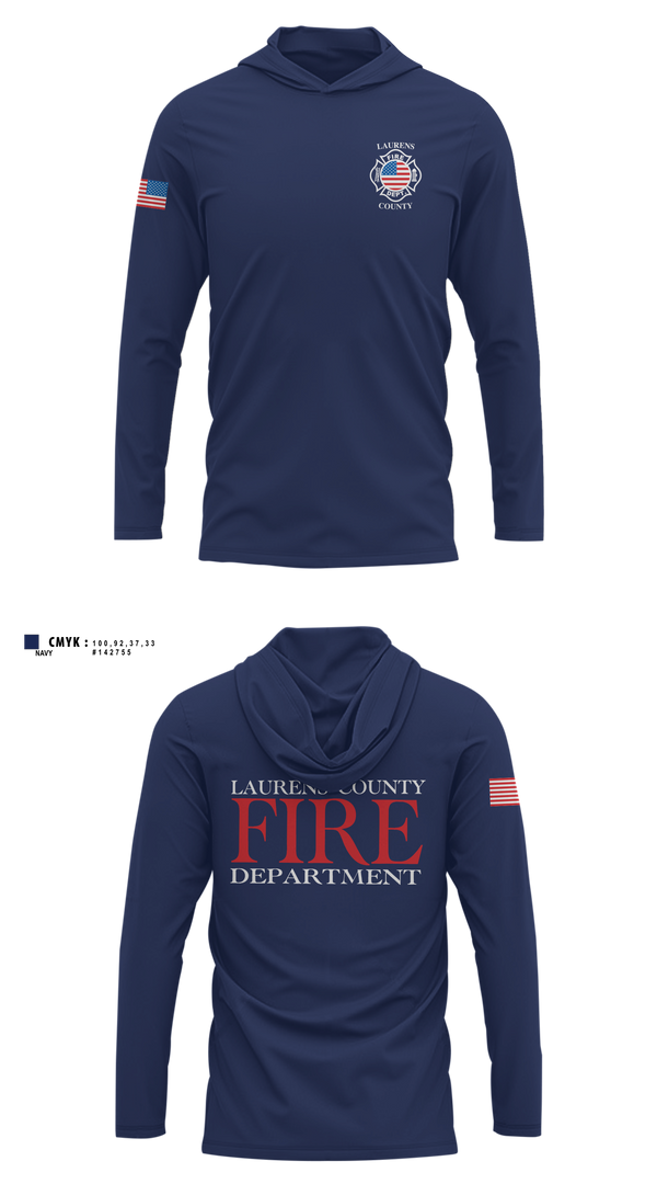 Long Sleeve Hooded Sun Shirt, Laurens County Fire Department, Fire Department, Teamtime, Team time, sublimation, custom sports apparel, team uniforms, spirit wear, spiritwear, sports uniforms, custom shirts, team store, custom team store, fundraiser sports, apparel fundraiser