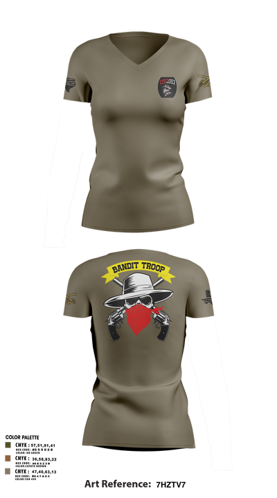 6-9 bandit troop 89460450 Women's Short Sleeve V-neck Shirt - 3